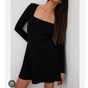 Square Cut Black Dress